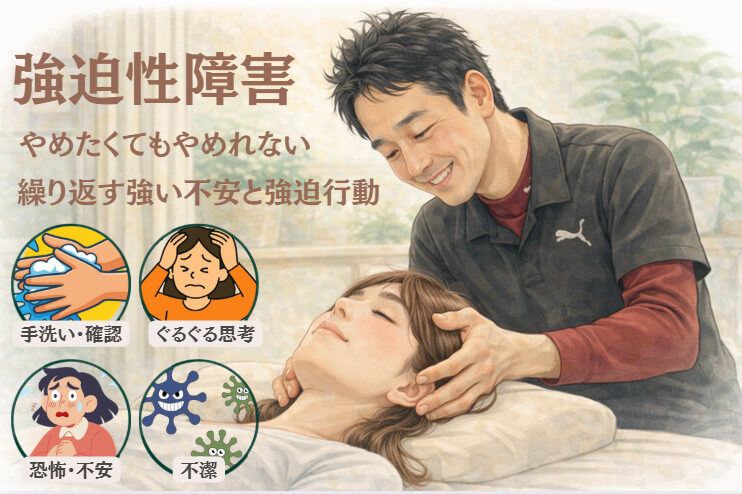 東大阪市で強迫症(強迫性障害)による確認や手洗いのつらさで悩む方へ。頭の中の不安ループをイメージした画像。