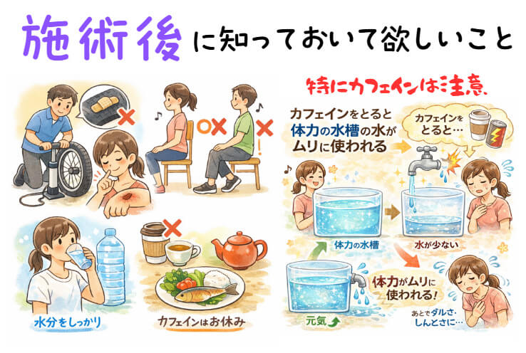 東大阪市の自律神経専門整体のおおくま整骨院。姿勢により背骨や骨盤が歪み脳への血流が悪化して不調が出る説明。施術を受けた後に注意して欲しいこと。