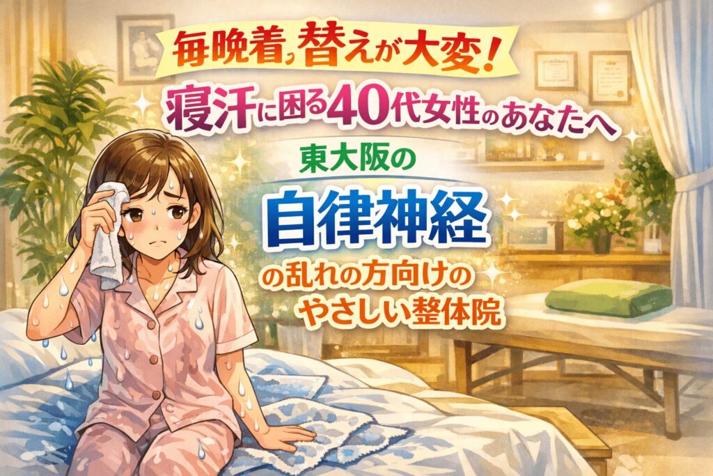 更年期の寝汗で悩む40代女性　下半身だけ汗をかく自律神経の乱れのイメージ