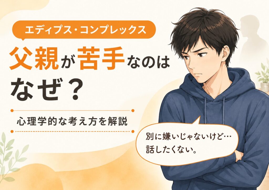 父親と話したくない息子の心理とエディプス・コンプレックスについて解説する画像