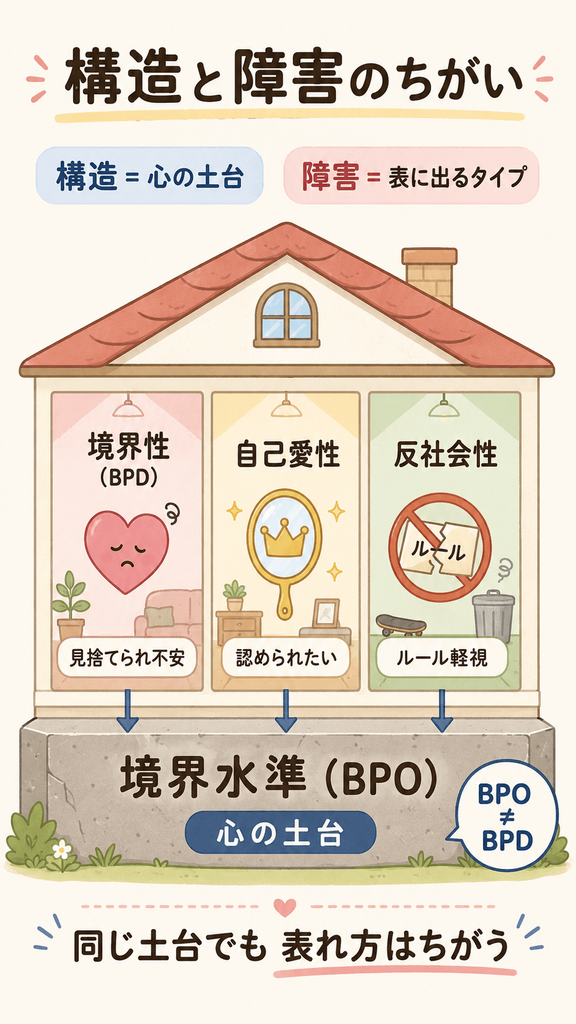 境界性パーソナリティ構造とパーソナリティ障害の違い|心の土台と表れ方