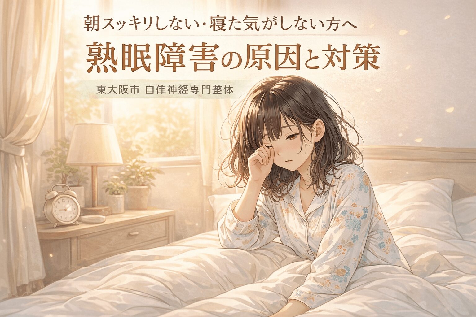 東大阪市　自律神経　整体｜朝起きても疲れが取れない熟眠障害の女性のイメージ