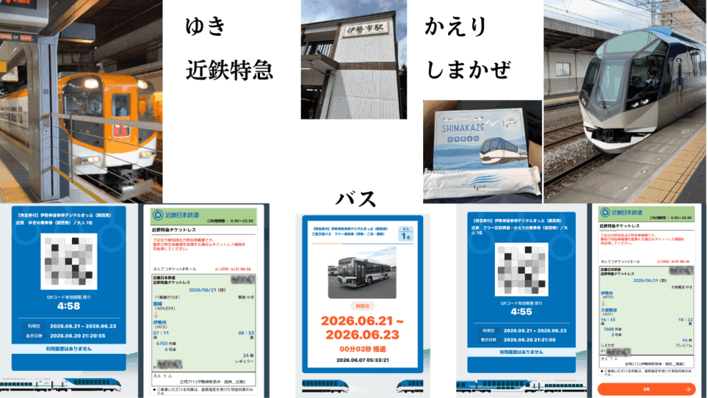 デジタルきっぷを購入。伊勢神宮方面の特別な特典があるデジタルきっぷです。バスも乗り放題なので元がとれます。