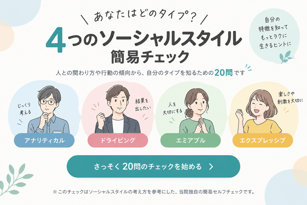 4つのソーシャルスタイル簡易チェックのイラスト
